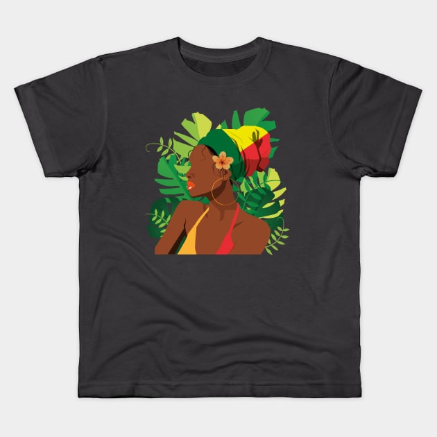 afro american woman Kids T-Shirt by HarlinDesign